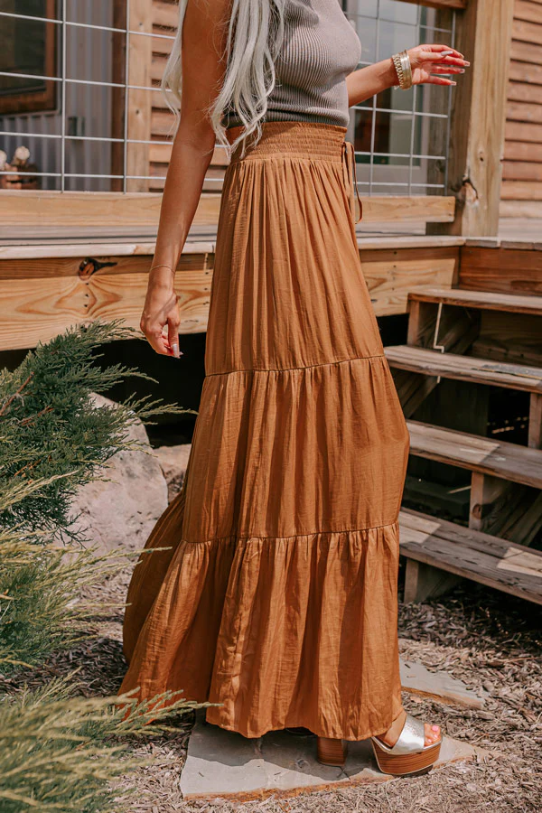 Caught Crushing High Waist Pants In Camel - Image 5