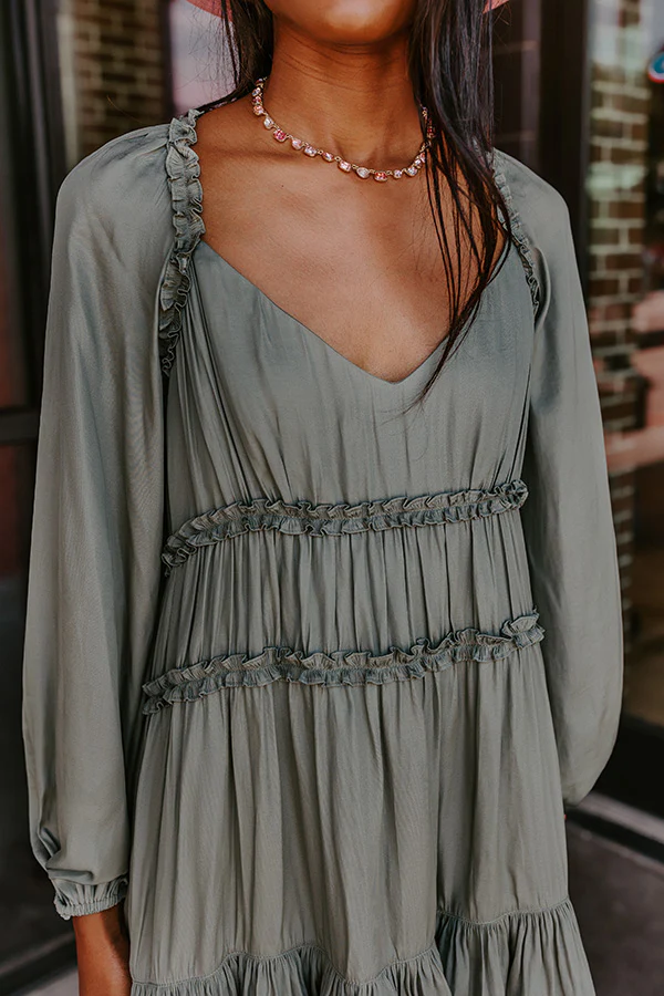Caught Crushing Ruffle Dress In Pear - Image 3