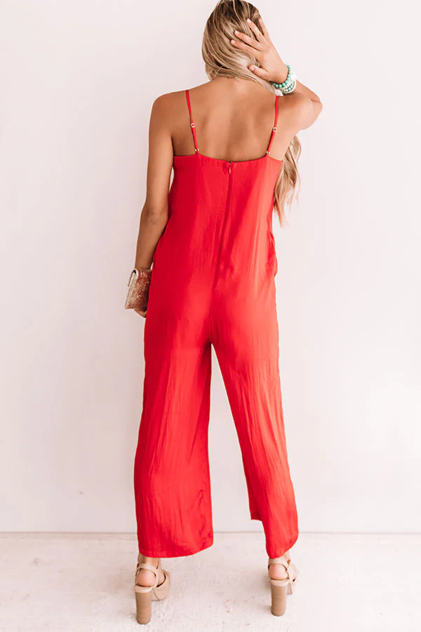 Champagne And Kisses Jumpsuit In Red - Image 3