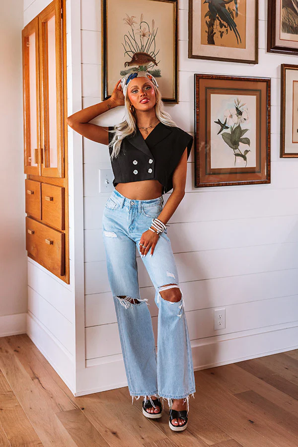 Champagne Cruising Crop Top in Black - Image 8