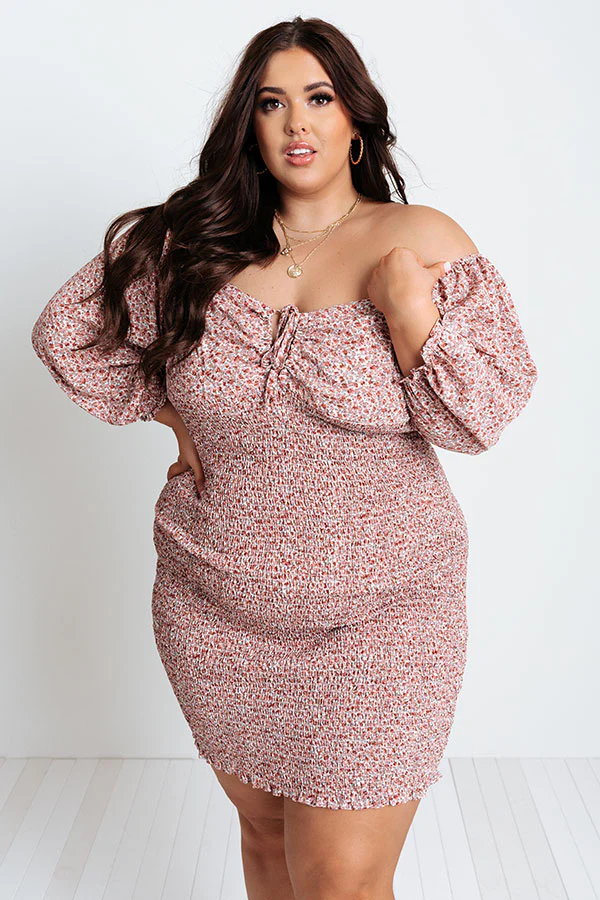 Champagne Drive Floral Smocked Dress in Blush Curves - Image 7