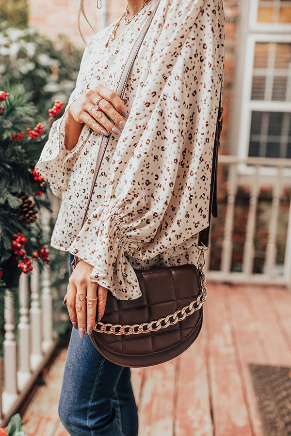 Chance At Love Faux Leather Crossbody In Chestnut - Image 3