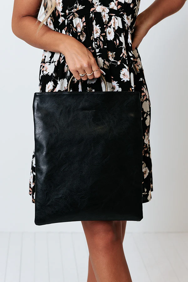 Chic Efforts Faux Leather Clutch In Black - Image 5