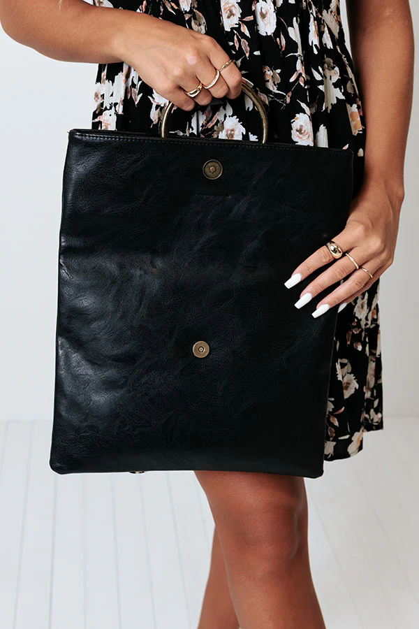 Chic Efforts Faux Leather Clutch In Black - Image 6