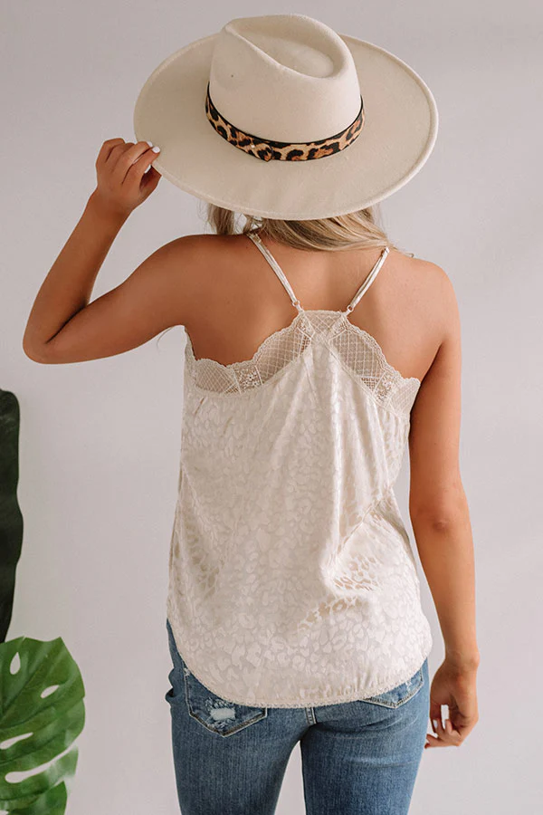 Chic In Santorini Leopard Tank in Champagne - Image 3