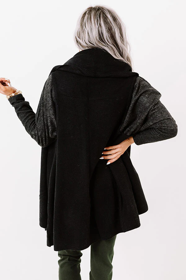 Chic In The Moment Poncho In Black - Image 5