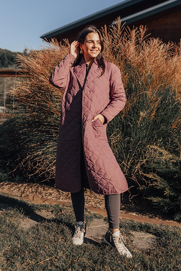 Chilly Wind Quilted Coat in Light Royal Plum - Image 2
