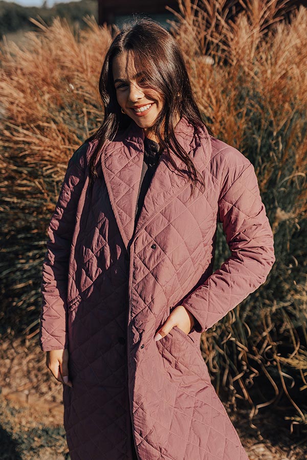 Chilly Wind Quilted Coat in Light Royal Plum - Image 3