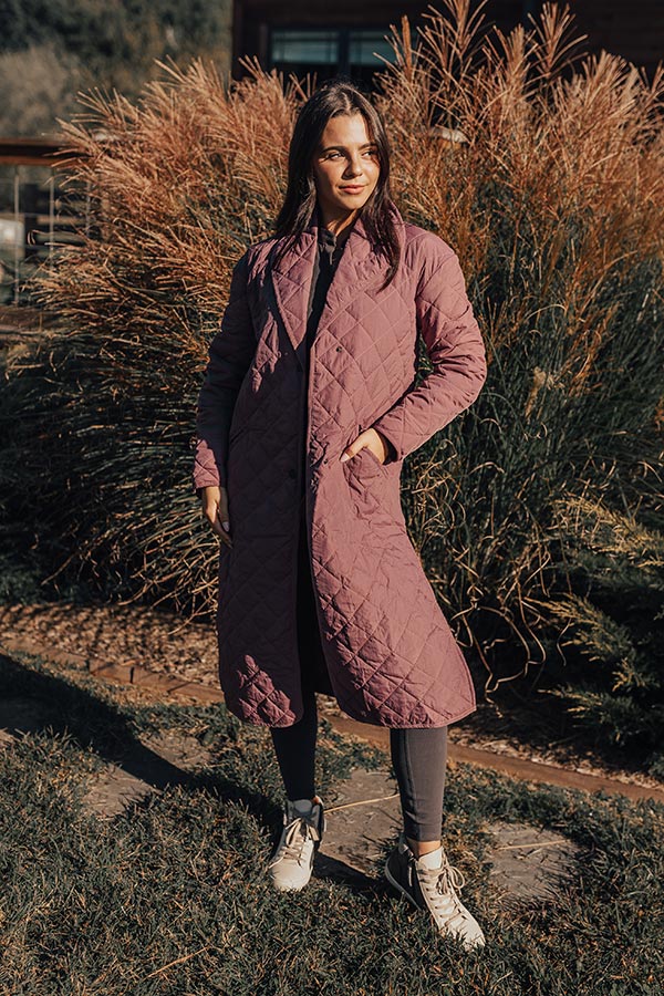 Chilly Wind Quilted Coat in Light Royal Plum - Image 5
