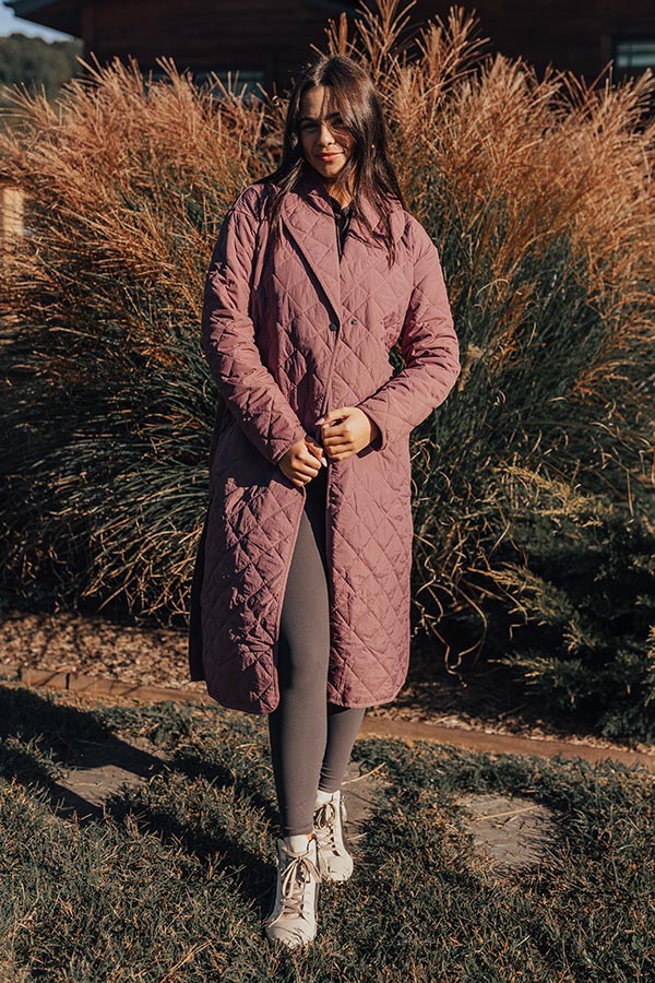 Chilly Wind Quilted Coat in Light Royal Plum - Image 6