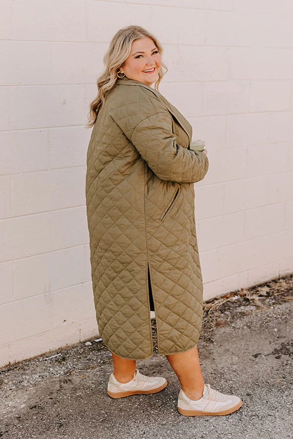 Chilly Wind Quilted Coat in Sage Curves - Image 2