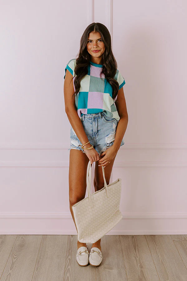 Cinnamon Lane Sweater Vest In Turquoise - Image 2