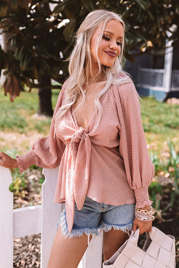 City In Italy Front Tie Babydoll Top In Rustic Rose - Image 2
