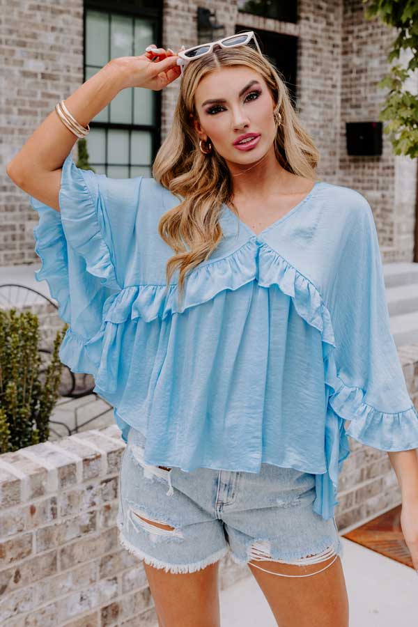 Claim To Love Ruffle Top in Sky Blue - Image 4