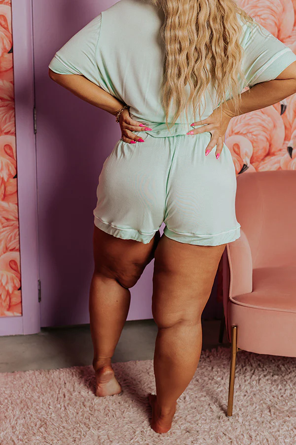 Classic Cuddles Pajama Shorts In Mint Curves - Image 6