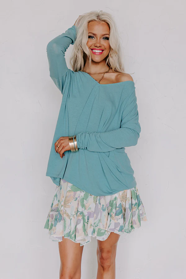 Closer To Home Shift Top in Light Turquoise - Image 3