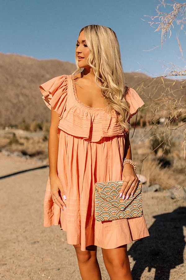 Coastal Effect Shift Dress In Peach - Image 5