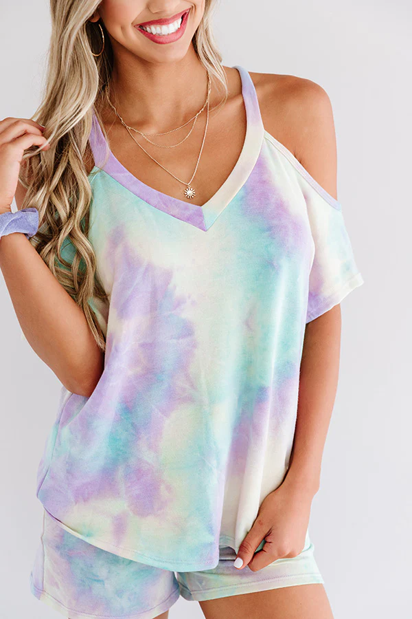 Coffee And Cozy Tie Dye Shift Top In Mint - Image 4