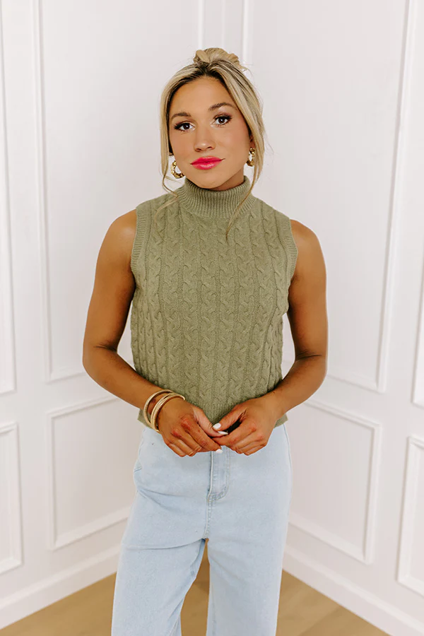 Cool Touch Knit Sweater Top in Sage - Image 2