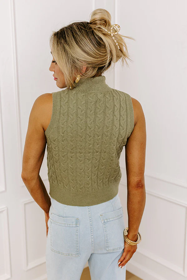 Cool Touch Knit Sweater Top in Sage - Image 3