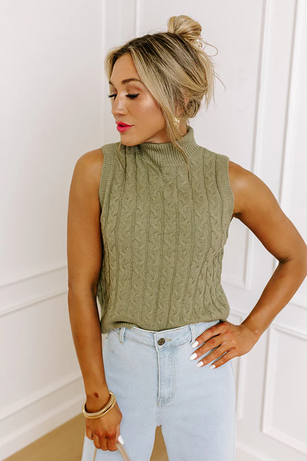 Cool Touch Knit Sweater Top in Sage - Image 4