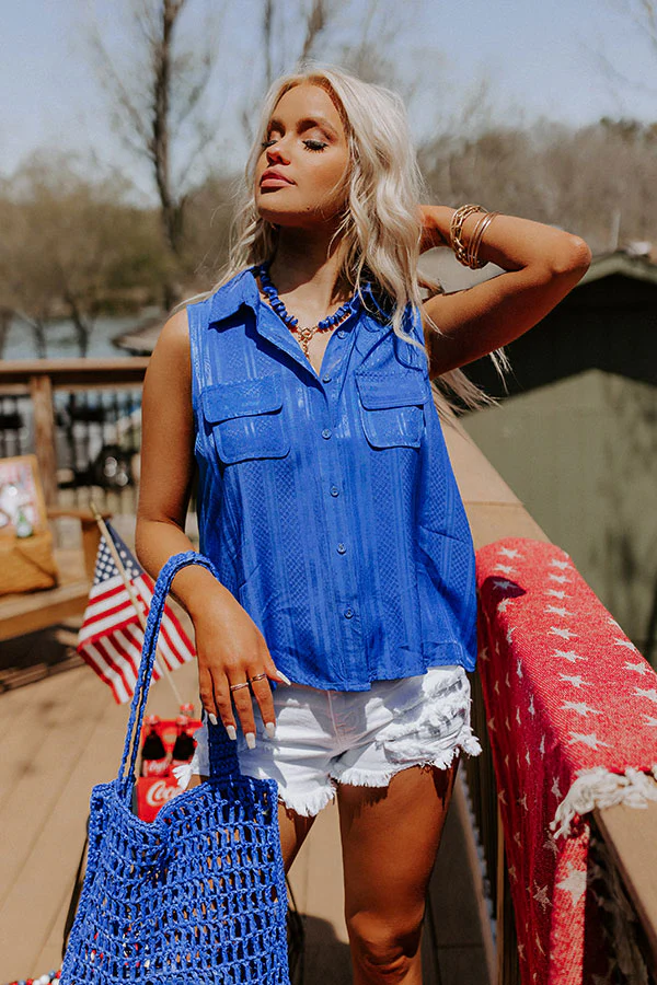 Countdown To The Weekend Shift Top In Royal Blue