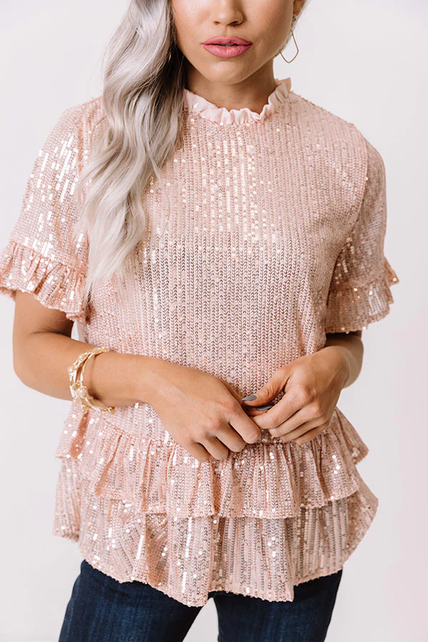 Counting Down To Kisses Sequin Top In Pink - Image 3