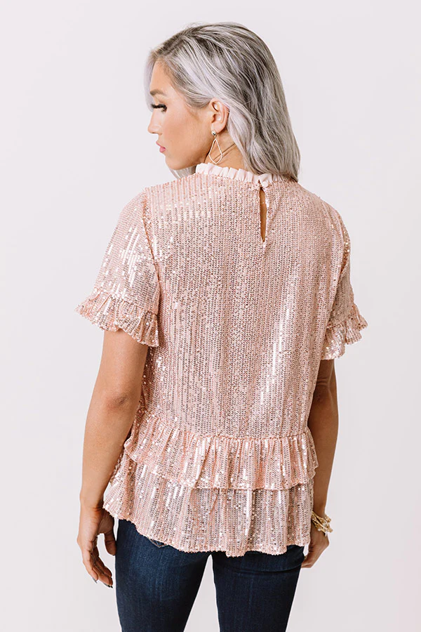 Counting Down To Kisses Sequin Top In Pink - Image 4