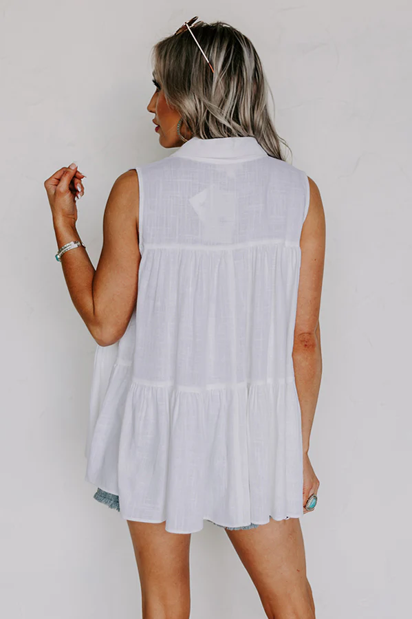 Country Club Cuteness Button Up in Ivory - Image 4