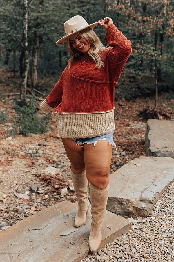 Cozy Darling Knit Sweater in Rust Curves - Image 4