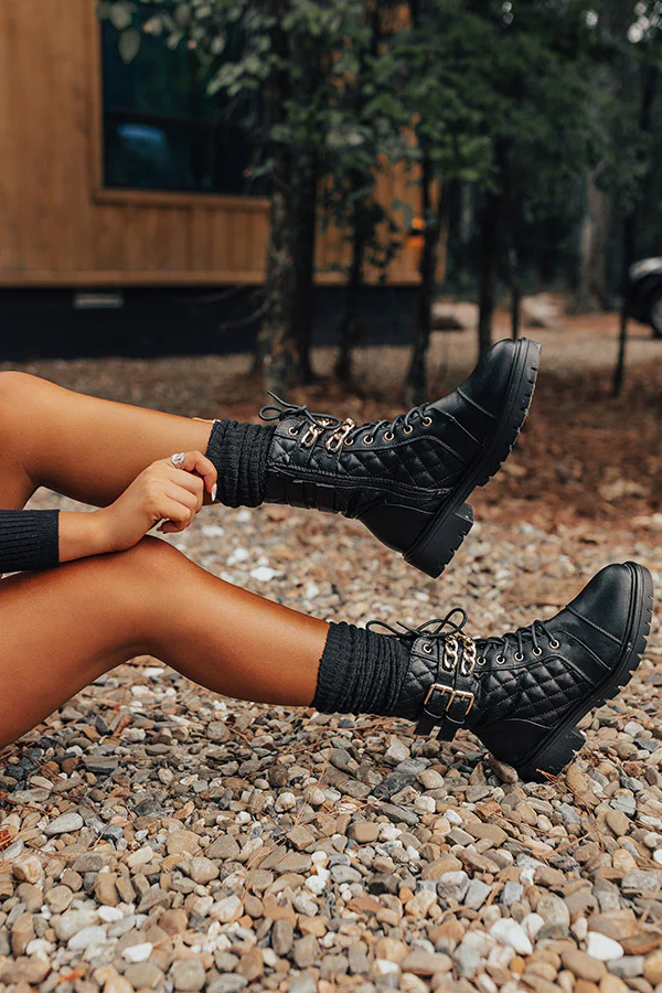 Cozy Outing Waffle Knit Leg Warmers In Black - Image 3
