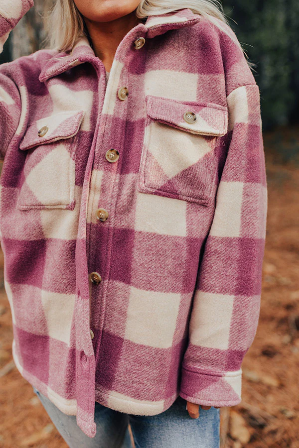 Cozy Paradise Plaid Jacket in Orchid - Image 3