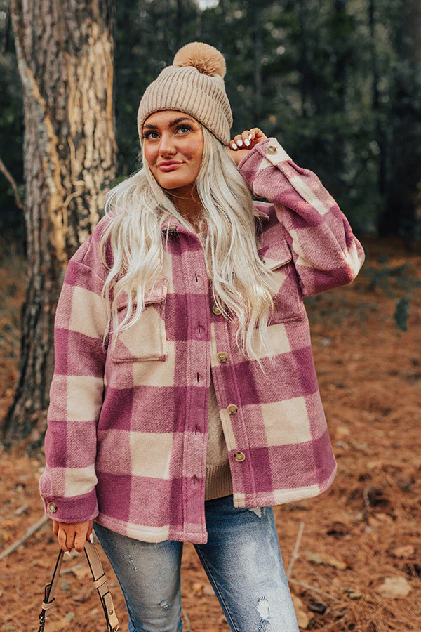 Cozy Paradise Plaid Jacket in Orchid - Image 4