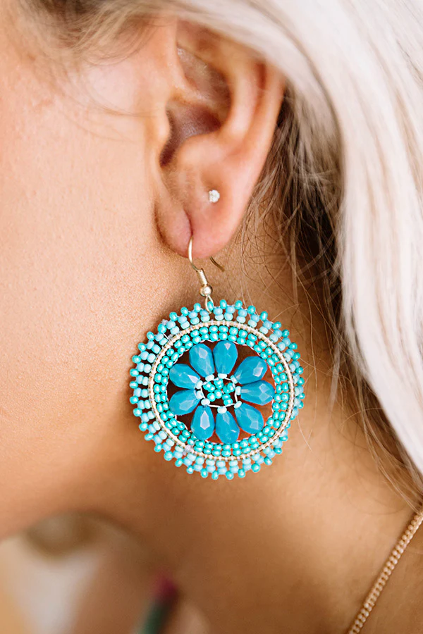 Craving Pina Coladas Beaded Earrings In Turquoise - Image 3