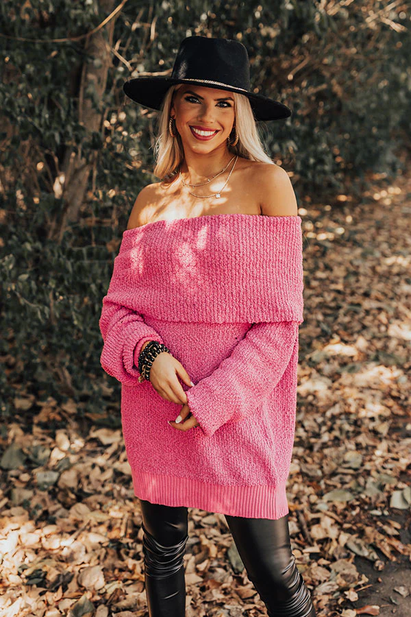 Curl Up And Get Cozy Knit Sweater In Pink - Image 3