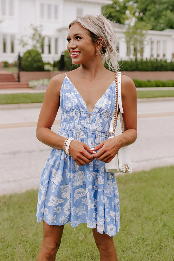 Cutie Pie Floral Babydoll Dress In Sky Blue - Image 3