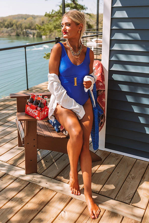 Delightful Dip One Piece Swimsuit in Royal Blue - Image 2