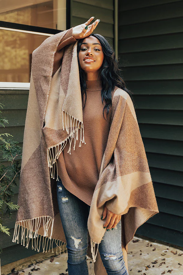 Denver Debut Poncho In Chocolate