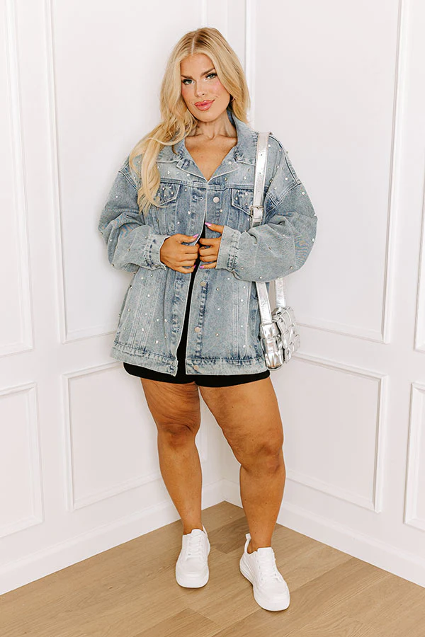 Easy To Style Rhinestone Denim Jacket Curves - Image 2