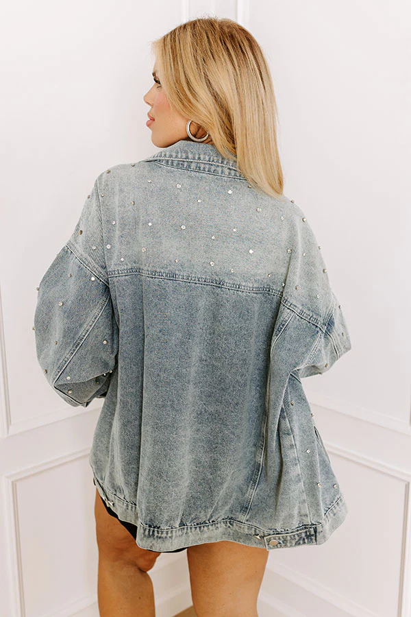 Easy To Style Rhinestone Denim Jacket Curves - Image 4