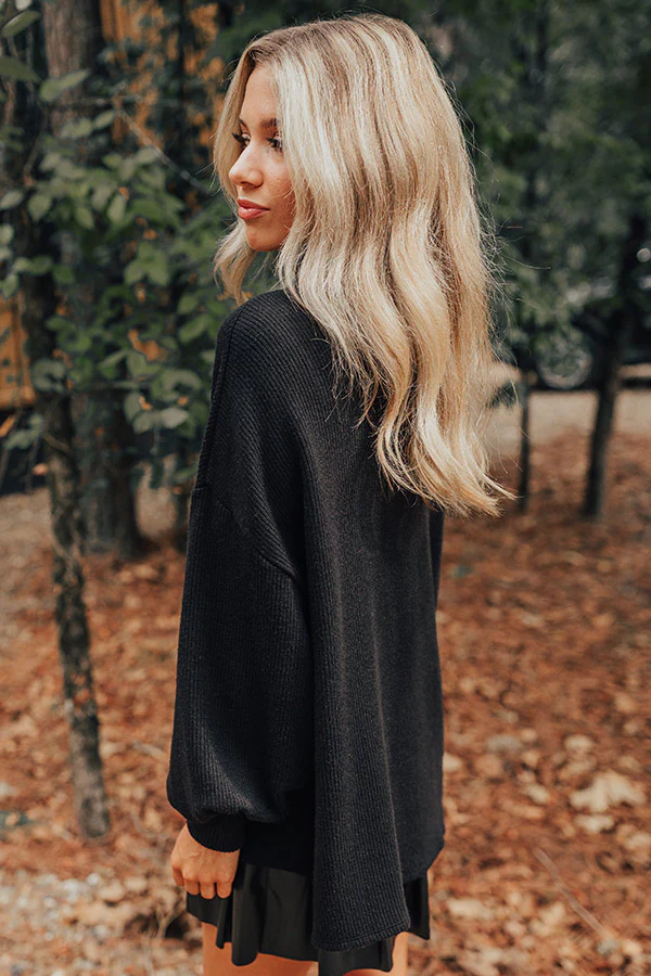 Easy To Style Ribbed Sweater Top in Black - Image 4