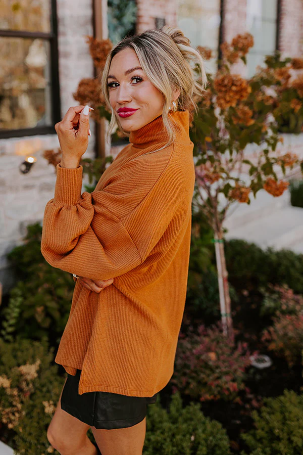 Easy To Style Ribbed Sweater Top in Camel - Image 3