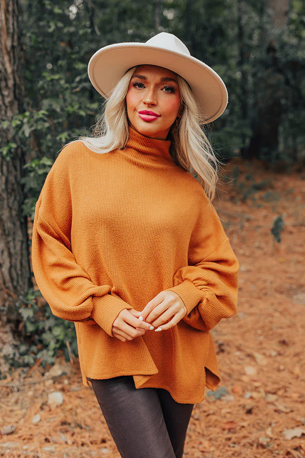 Easy To Style Ribbed Sweater Top in Camel - Image 9