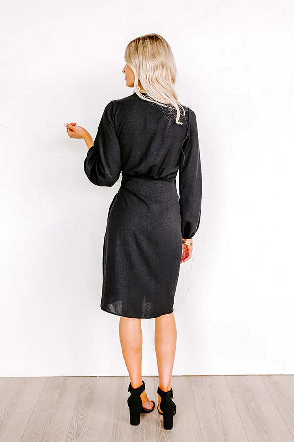 Effortless Nights Wrap Dress In Black - Image 4