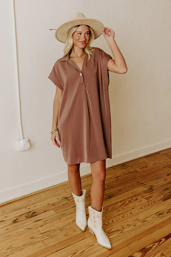 Effortless Radiance Shift Dress in Hazelnut - Image 5