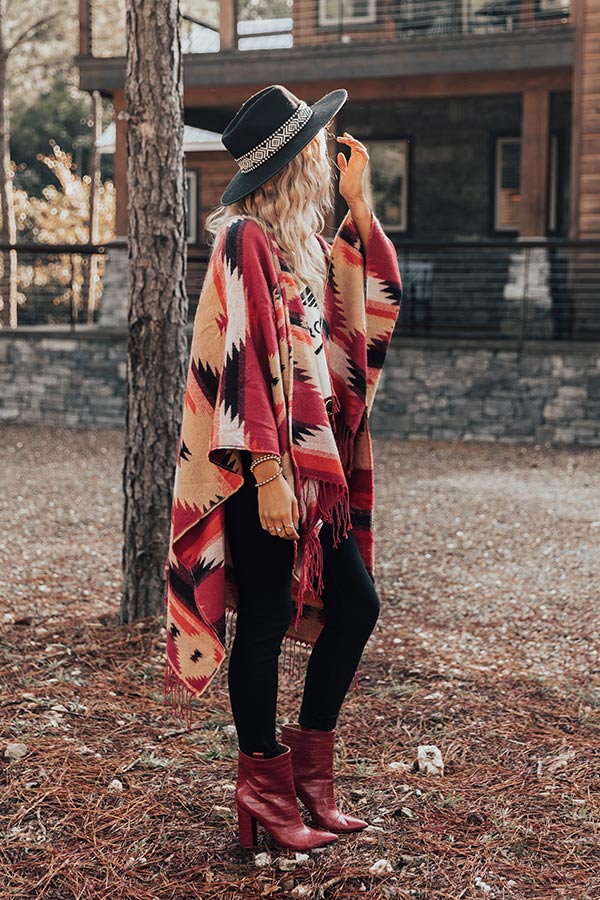 Escape To The Mountains Poncho In Red - Image 5