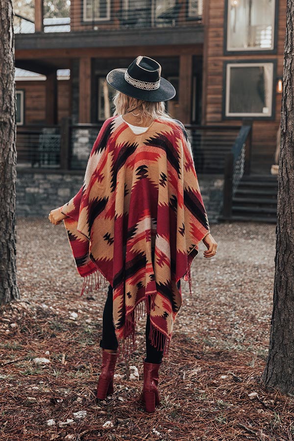 Escape To The Mountains Poncho In Red - Image 6