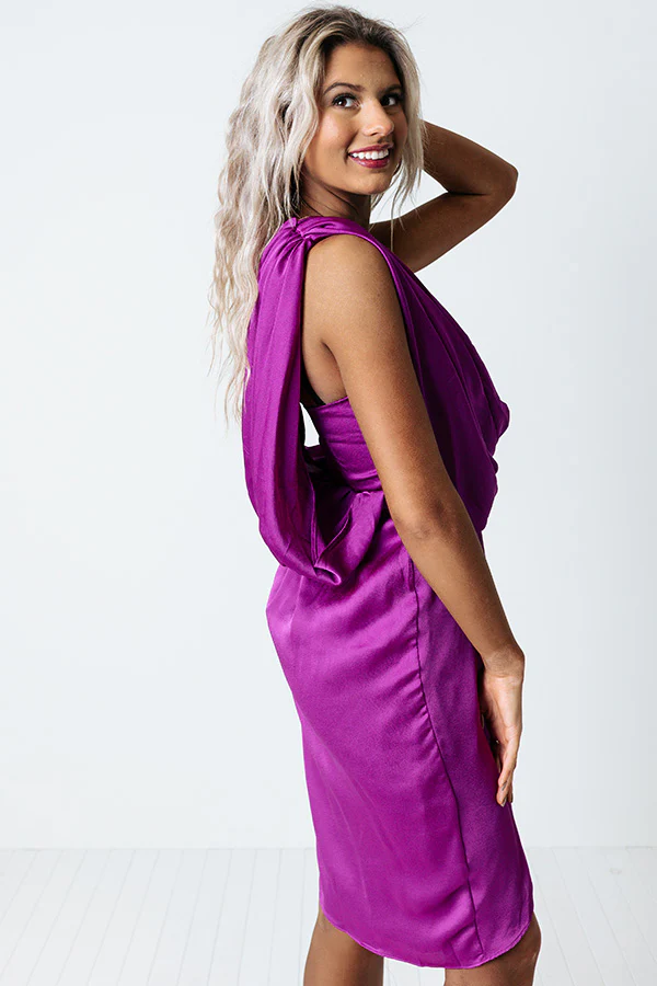 Eyes On The Prize One Shoulder Dress In Orchid - Image 3