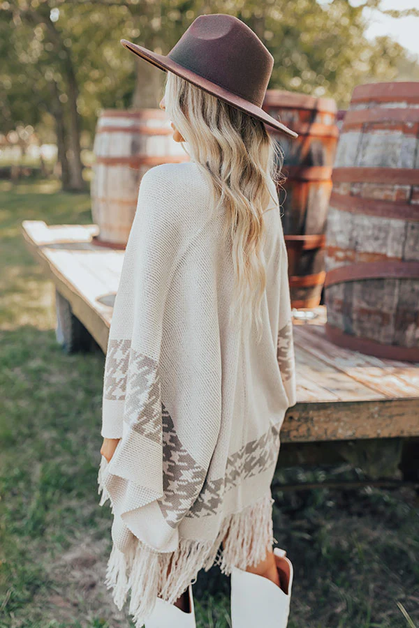Fall Kinda Girl Poncho In Birch - Image 5