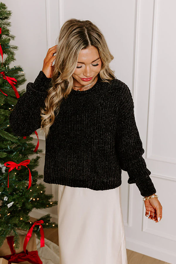 Fall Sentiments Chenille Sweater In Black - Image 3